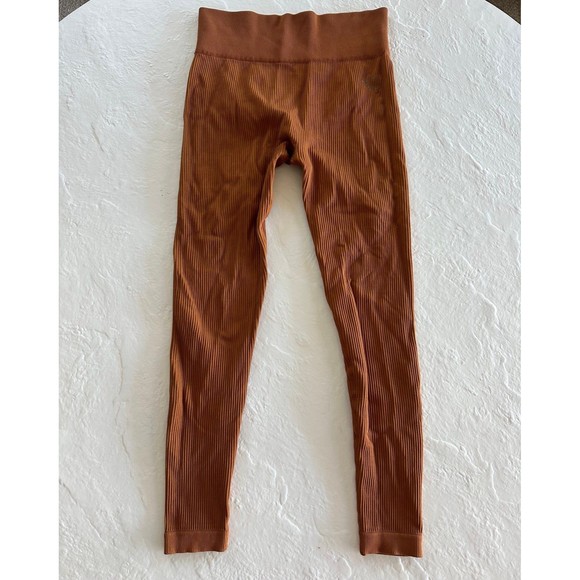 Bloom Burnt Orange Ribbed High Waisted Leggings - Picture 1 of 8
